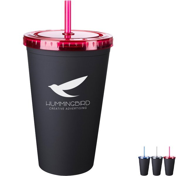 Matte Black Newport Tumbler w/ Straw, 16oz.