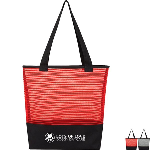 Sheer Mesh Pinstripe Tote Bag