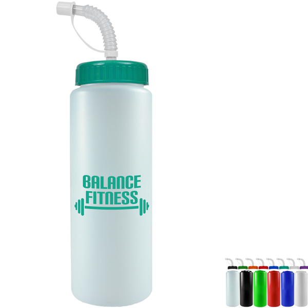 Squeeze Bottle, 32oz. - Flexible Straw Lid