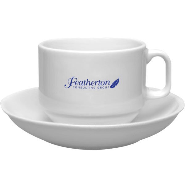 Ceramic Cappuccino Cup & Saucer, 6oz.