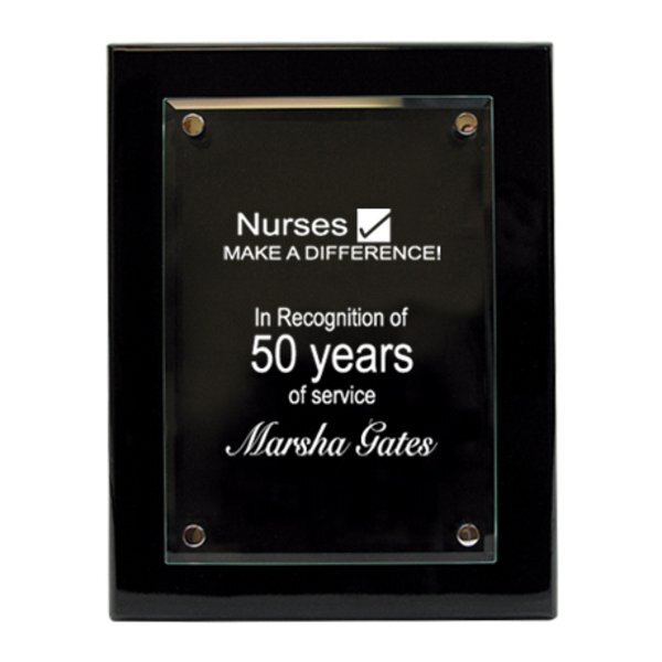 Oglebay  Piano Wood Crystal Award Plaque, Medium, 8" x 10"