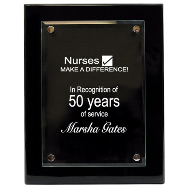 Oglebay Piano Wood Crystal Award Plaque, Large, 9" x 12"