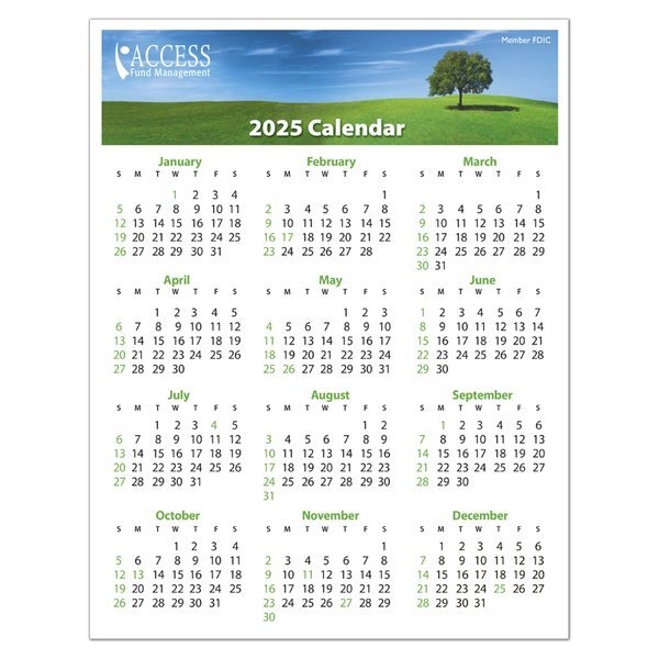 Repositionable Adhesive Wall Calendar, 8-1/2" x 11"