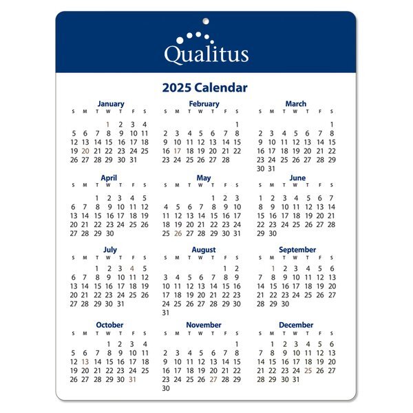 Plastic Wall Calendar Card