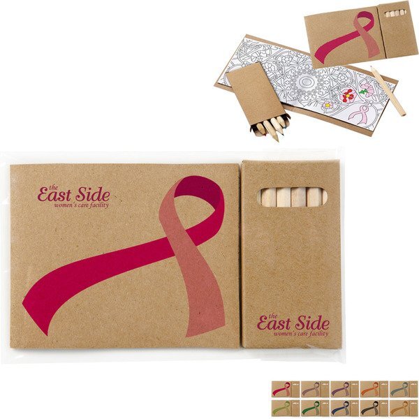 Awareness Ribbon Adult Coloring Book & 6-Color Pencil Set To Go
