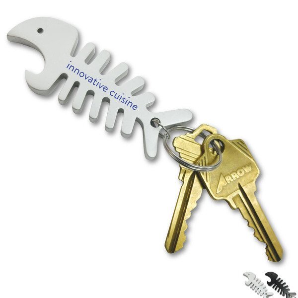 Big Fish Bone Bottle Opener & Cord Winder Key Chain