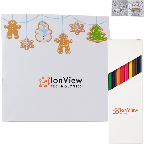 Holiday Deluxe Gingerbread People Adult Coloring Book & 8-Piece Color Pencil Set