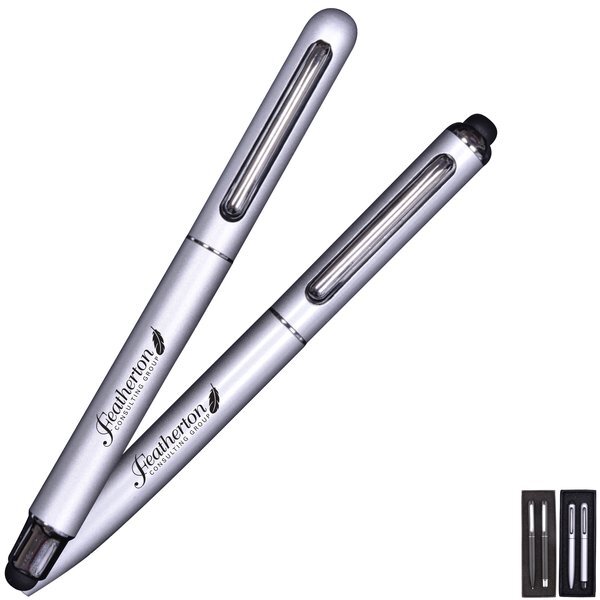 Metal Ballpoint & Rollerball w/Stylus set