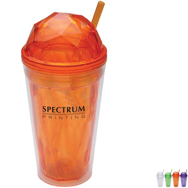 Geometric Domed Double Wall Acrylic Tumbler, 16oz.