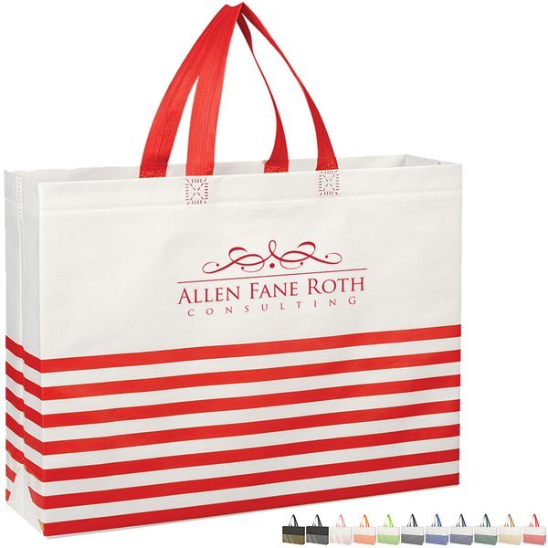 Horizontal Stripe Non-Woven Tote Bag
