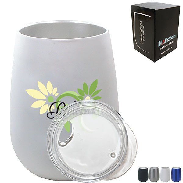 Soft Touch Halcyon™ Stainless Steel Wine Glass, 12oz., Full Color Imprint