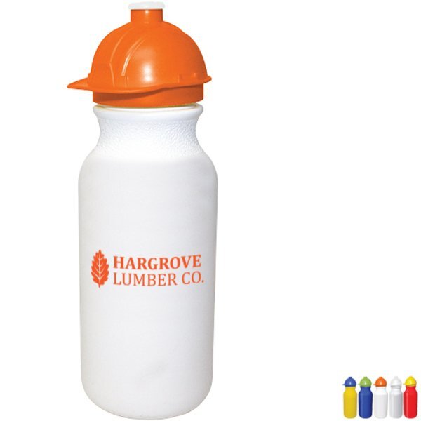 Safety Helmet Sport Bottle w/ Push 'n Pull Cap, 20oz.