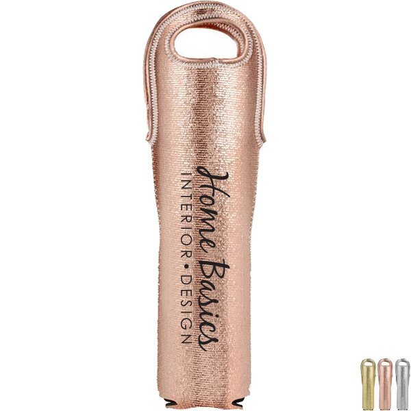 Single Bottle Metallic Neoprene Wine Tote Sleeve