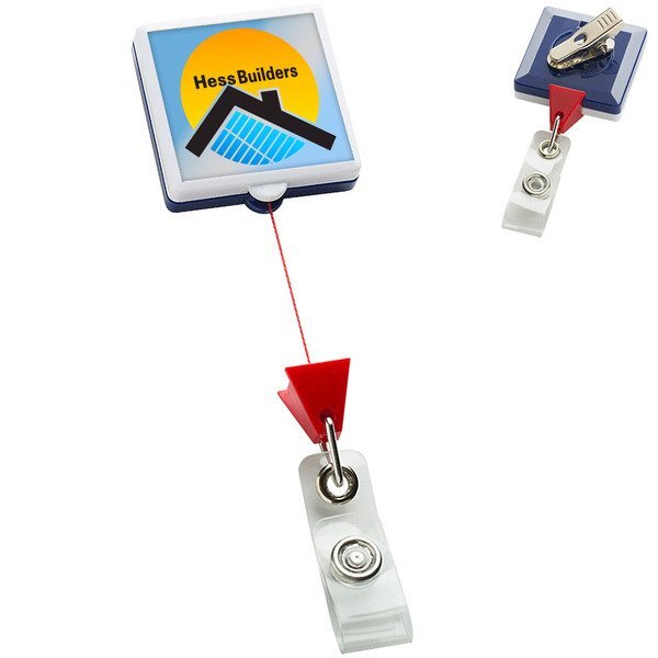 Jumbo Patriot Square Retractable Badge Holder, Alligator Clip