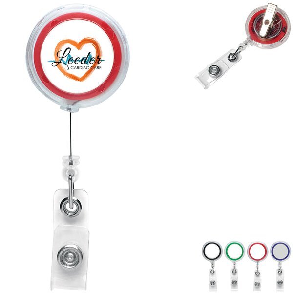 Jumbo See-Thru Rectractable Badge Reel, Alligator Clip
