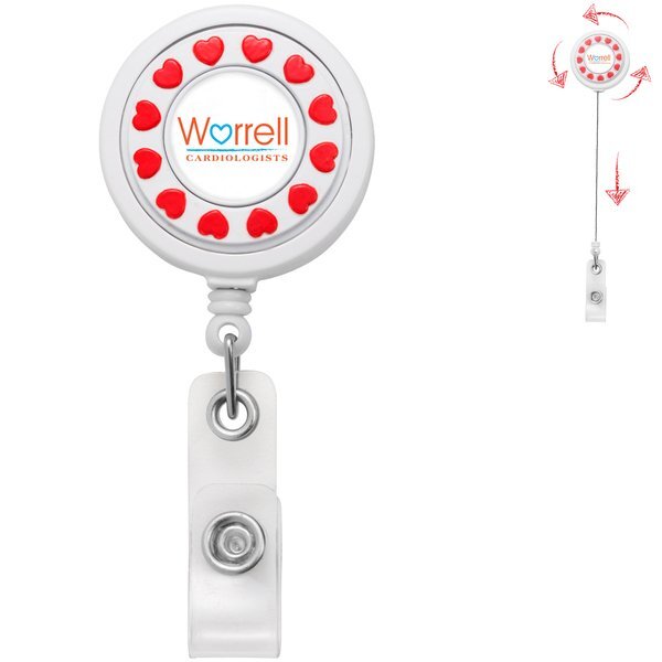 Heart Spinner Badge Reel, Alligator Clip