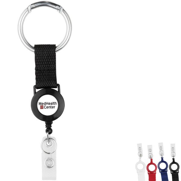 Round Carabiner Strap 2 Reel Retractable Badge Holder
