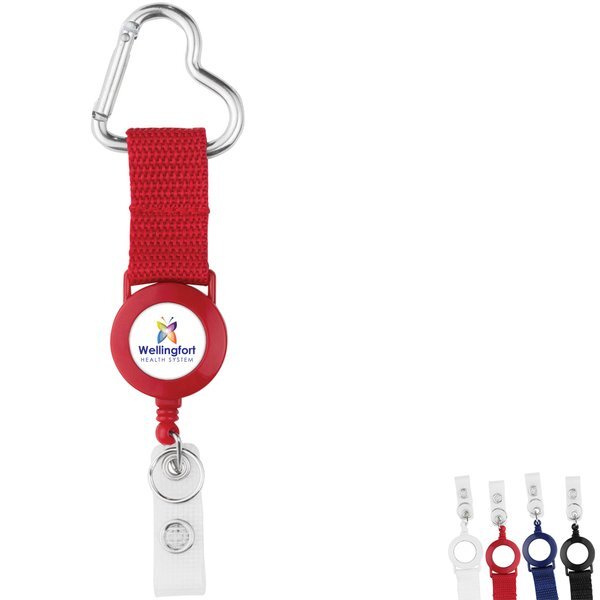 Heart Carabiner Strap 2 Reel Retractable Badge Holder