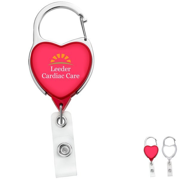 Jumbo Heart Carabiner Retractable Badge Reel