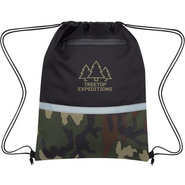 Camo Accent Drawstring Reflective Sports Pack - CLOSEOUT!