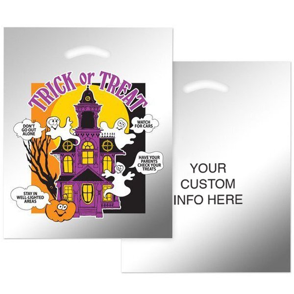Halloween Silver Reflective Haunted House Die Cut Bag, 12" x 15"
