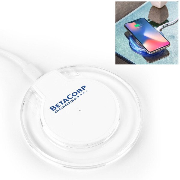 Ultra-Slim UFO Crystal Wireless Charging Transmitter w/ LED Light