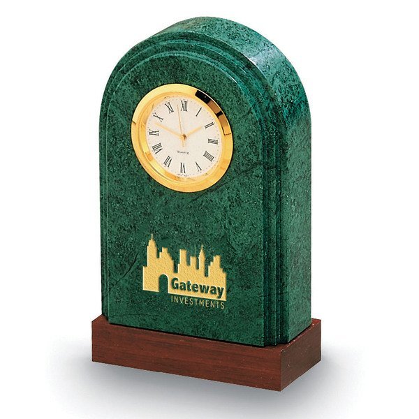 Synergy Arch Marble & Wood Desk Clock, 4-3/4"