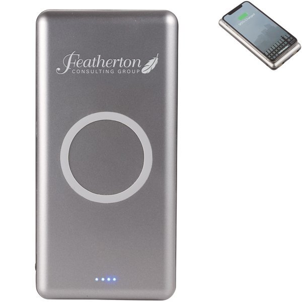 UL Listed Qi Wireless Light Up Logo Power Bank, 10000mAh