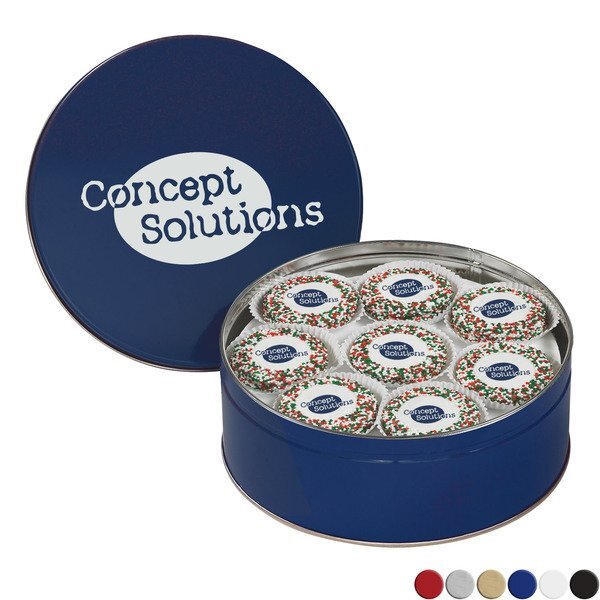 Chocolate Covered Oreos® w/ Holiday Nonpareils in Large Tin
