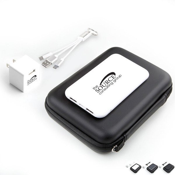 Power Bank w/ Wall Adaptor & 2-in-1 Charging Cable Gift Set