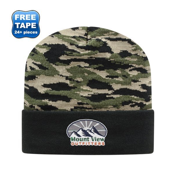 Vintage Tiger Camo Knit Cap with Cuff