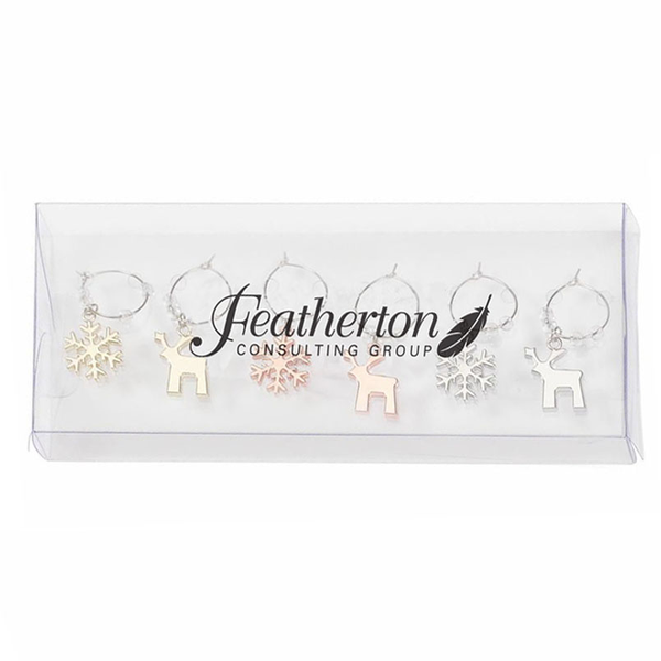 Rudolf Holiday Wine Charm Set