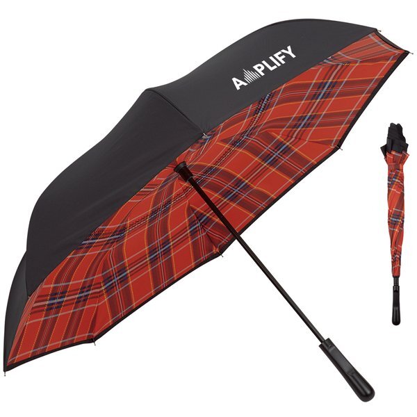 Soho Tartan Inversion Umbrella, 48" Arc