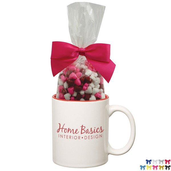 Two-Tone Ceramic Mug w/ Candy Hearts, 11oz.
