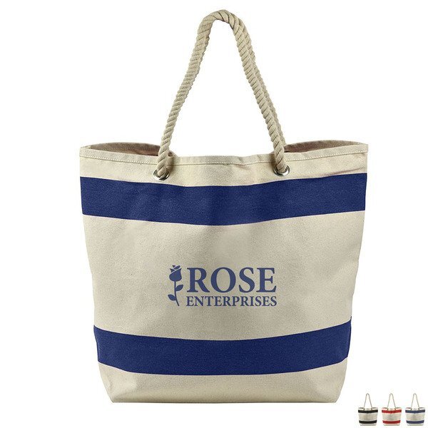 Ahoy Cotton Canvas Striped Tote Bag