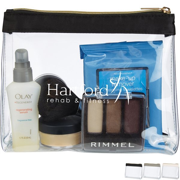 Sadie Satin Trim Clear PVC Cosmetic Bag