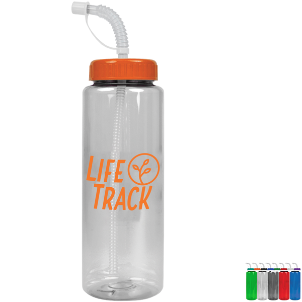 Guzzler Transparent Sport Bottle, 32oz. - Straw Lid