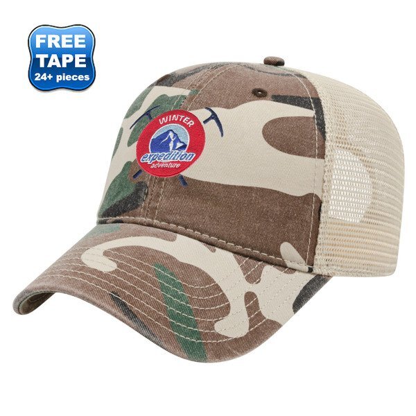 Washed Chino Twill Camo Unconstructed Cap with Soft Mesh Back