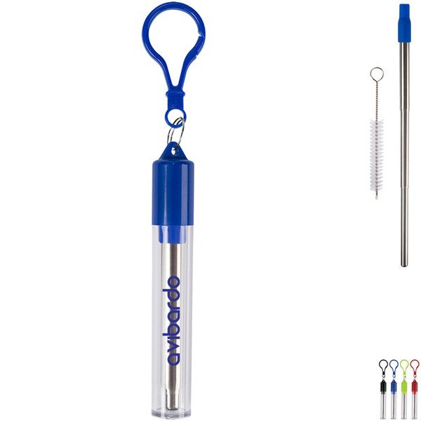 Collapsible Stainless Steel Straw w/ Cleaning Brush & Case