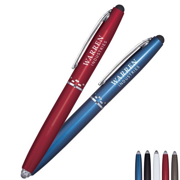 Schifano Triple Function Retractable Metal Pen w/ LED Light & Stylus