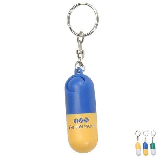 Capsule Shaped Pill Box Key Ring