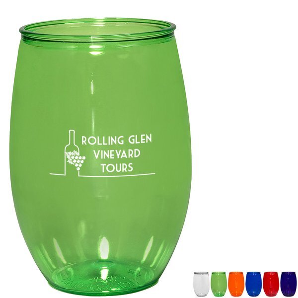 Stemless PET Plastic Translucent Wine Glass, 16oz.