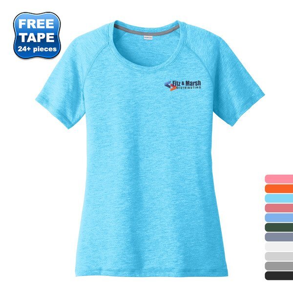 Sport-Tek® PosiCharge® Ladies' Triblend Wicking Scoop Neck Raglan Tee