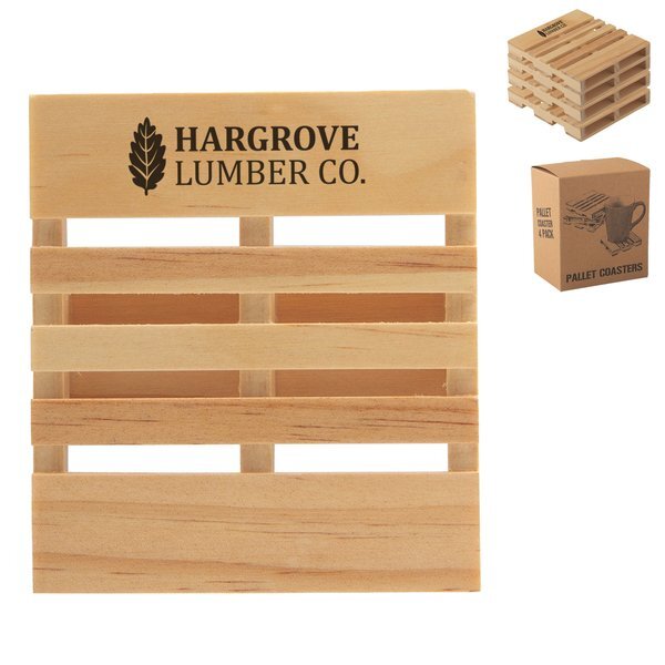 Wood Pallet Coaster, Set of 4