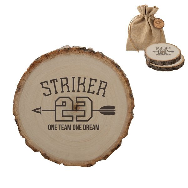 Woodlands Poplar Wood Coaster Duo