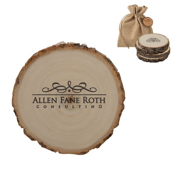 Woodlands Poplar Wood Coaster Set