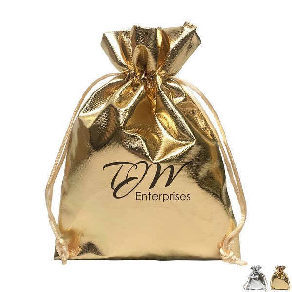 Metallic Lamé Drawstring Pouch, 5" x 7"