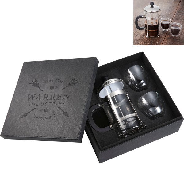 Modena Coffee Press & Glass Set