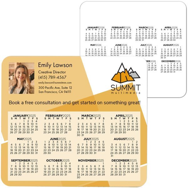 Double Sided Calendar Magnet, 3-1/2" x 3-7/8"