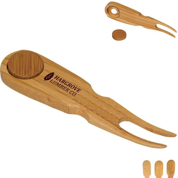 Bamboo Golf Divot Repair Tool w/ Magnetic Ball Marker
